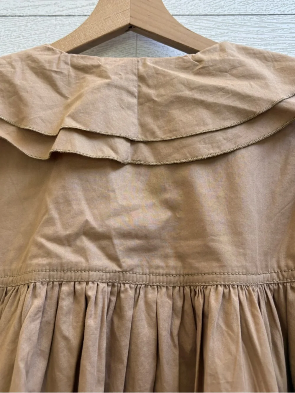 Pilcro Bow-Front Tunic Cotton Mini Dress Khaki/Tan Size M - Picture 9 of 12